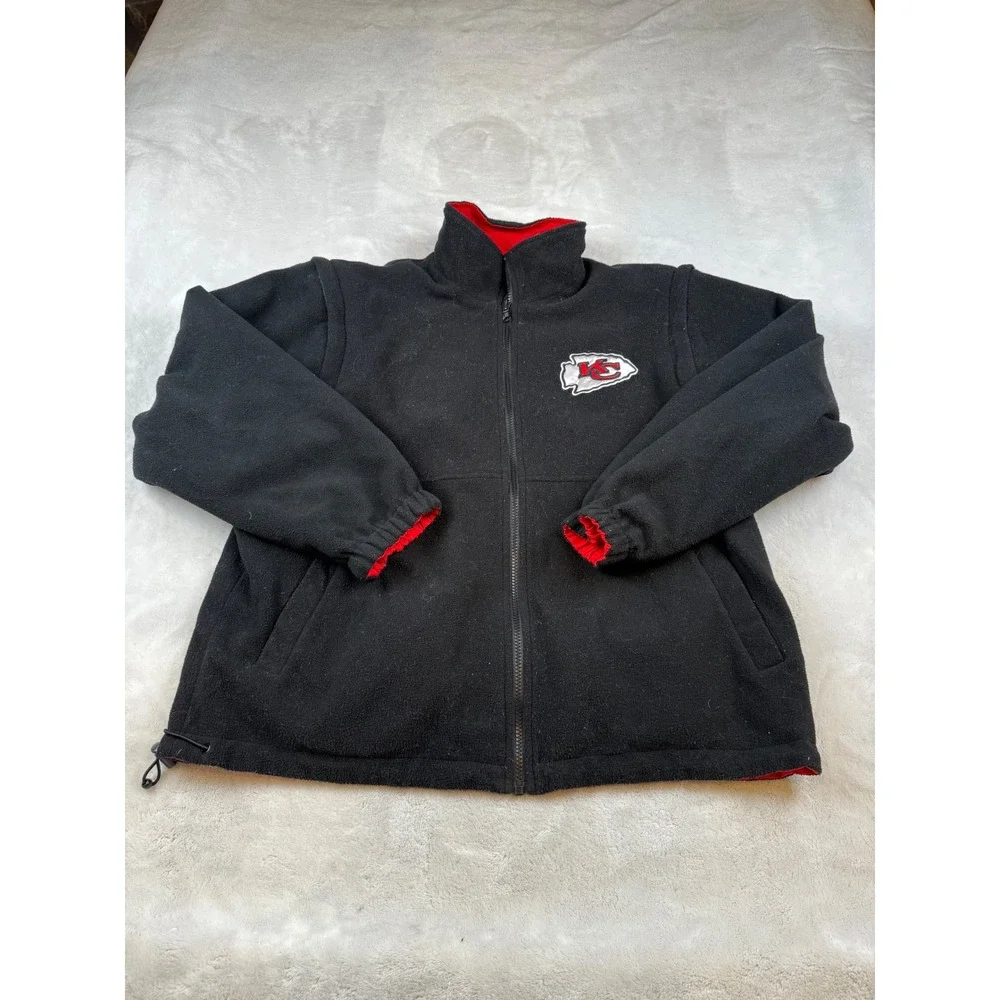Kansas City Chiefs NFL‎ Reversible Jacket Men's Size M Red Black Fleece
